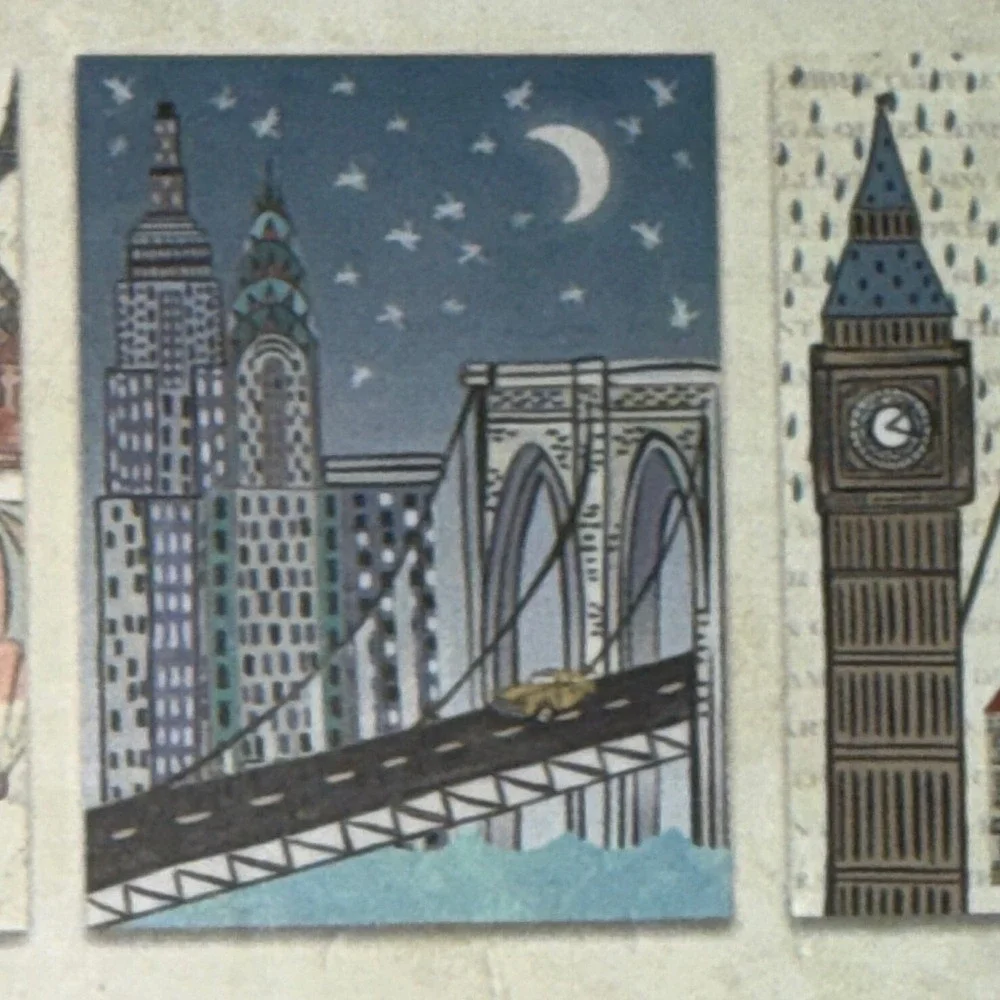 Lady Jayne Travel Theme Note Cards 16 Count Boxed Stationery Paris London NYC